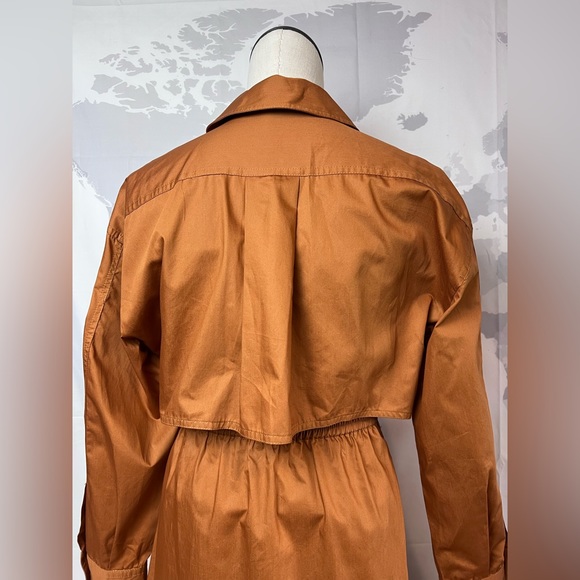 ZARA Poplin Shirt-Dress With Pockets Brown NWOT - Picture 11 of 12